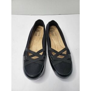 Earth Spirit Women's Size 8.5 Gelron Cushion Leather Slip-on Black Flats Shoes